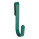 A green metal rectangular J-hook with a white background.