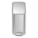 A simplehuman brushed stainless steel rectangular trash can with a white lid.