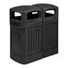 A MasonWays dual hood top black trash and recycling can.