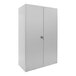 A white Valley Craft steel storage cabinet with two doors and a lock.