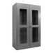 A Valley Craft grey steel storage cabinet with clear glass doors.