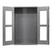 A gray metal Valley Craft storage cabinet with two doors open.