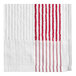 A close up of a white gym towel with red stripes.