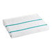 A white Oxford pool towel with blue stripes.