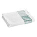 A white towel with green stripes.