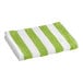 An Oxford green and white striped pool towel.