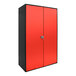 A black and red steel Valley Craft deluxe electronic locking storage cabinet.