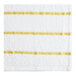 A white towel with yellow stripes.