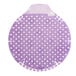 A purple and white Fresh Products Tidal Wave urinal screen with dots.