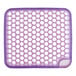 A purple and white plastic container with a hexagonal pattern and holes.