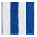 An Oxford Playa Cabana royal blue and white striped pool towel with a white stripe.