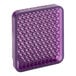 A purple square plastic object with a hexagon pattern.