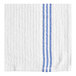 A white towel with blue stripes.