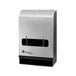 A black rectangular Hospeco sanitary napkin / tampon dispenser with stainless steel accents.