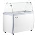 An Avantco white and stainless steel gelato dipping cabinet with a clear glass top.