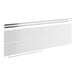 A white rectangular sneeze guard with metal rods.
