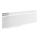 A white rectangular sneeze guard with metal rods.