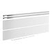 A white rectangular sneeze guard with metal rods.