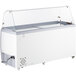 An Avantco white ice cream dipping cabinet with a clear glass top.