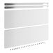 A white rectangular sneeze guard with screws.