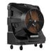 A large black Portacool evaporative cooler with wheels.