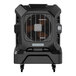 A black Portacool Apex 1200 portable evaporative cooler with a metal grid and wheels.