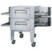 A low-profile Lincoln Impinger double stacked conveyor oven on wheels.