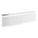 A white rectangular sneeze guard panel with metal rods.