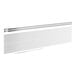 A white rectangular sneeze guard with metal rods on long sides.