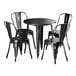 A Lancaster Table & Seating distressed onyx black table and chairs.