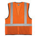 An orange mesh Ergodyne GloWear safety vest with black front panel and reflective stripes.