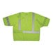 A lime mesh safety vest with reflective stripes and tape.