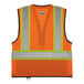 An Ergodyne high visibility orange mesh vest with black front panel and reflective stripes.