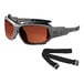 Ergodyne Skullerz LOKI safety spoggles with a strap and copper lenses on a gray frame.