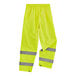 Ergodyne GloWear 8916 Class E Hi-Vis Lime rain pants with reflective stripes.