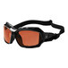 A pair of black Ergodyne Skullerz safety spoggles with copper lenses and an elastic strap.