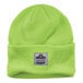 A green Ergodyne N-Ferno cuffed rib knit beanie with a logo patch on the front.