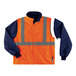 An Ergodyne hi-vis orange winter jacket with reflective stripes.