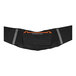 A black and orange waist support belt with an orange pouch.