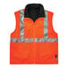 An orange Ergodyne high visibility jacket with reflective stripes.