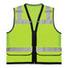 An Ergodyne hi-vis lime mesh surveyors vest with reflective stripes.