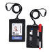A black Ergodyne Squids wallet lanyard with a badge holder.