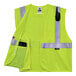 A yellow Ergodyne high visibility vest with reflective stripes.