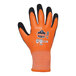 An orange and black Ergodyne ProFlex winter work glove with an orange sandy nitrile palm coating.