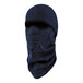 A navy blue Ergodyne windproof fleece balaclava with a hinged face mask.