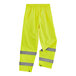 Ergodyne hi-vis yellow rain pants with reflective stripes.