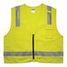 An Ergodyne high visibility lime green mesh back vest with yellow and silver reflective stripes.