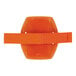 An orange vinyl arm band with a buckle strap.