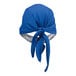 A blue bandana with a white terry cloth band.