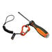 An Ergodyne Squids tool tether kit with a screwdriver and carabiner attached.